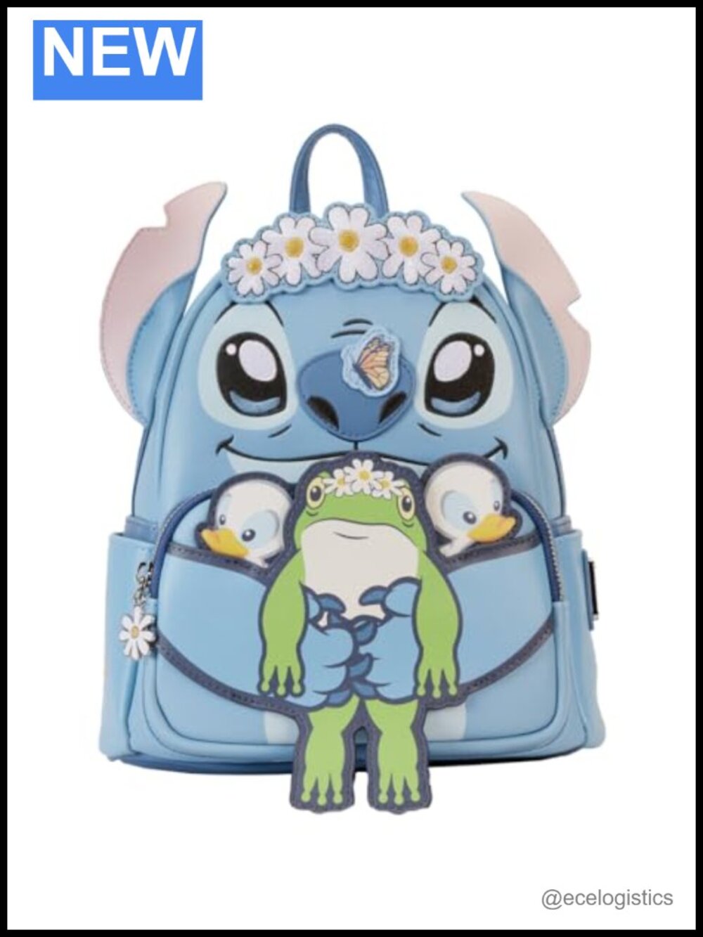 Loungefly Disney Stitch Springtime Daisy Faux Leather Double Strap Shoulder Bag